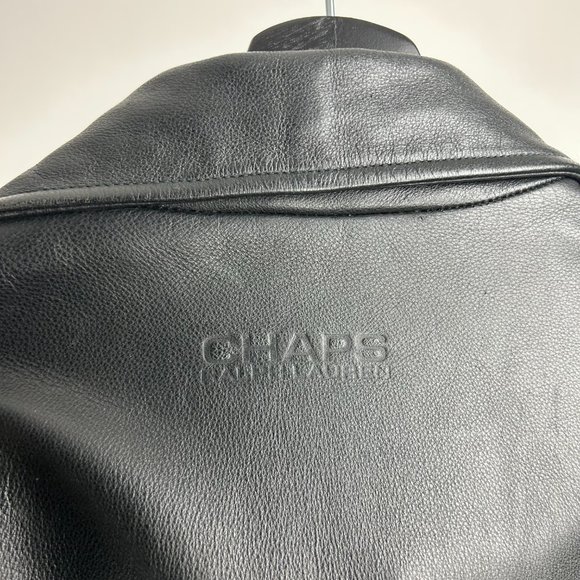 Real leather button down, collared jacket, Chaps Ralph Lauren - Picture 3 of 7